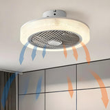 Simple Round Drum Flush Bladeless Ceiling Fan Light Image - 7