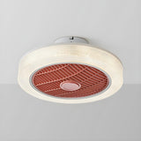 Simple Round Drum Flush Bladeless Ceiling Fan Light Image - 9