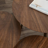 Simple Round Espresso Wood Brown Three Legs End Table Image - 11