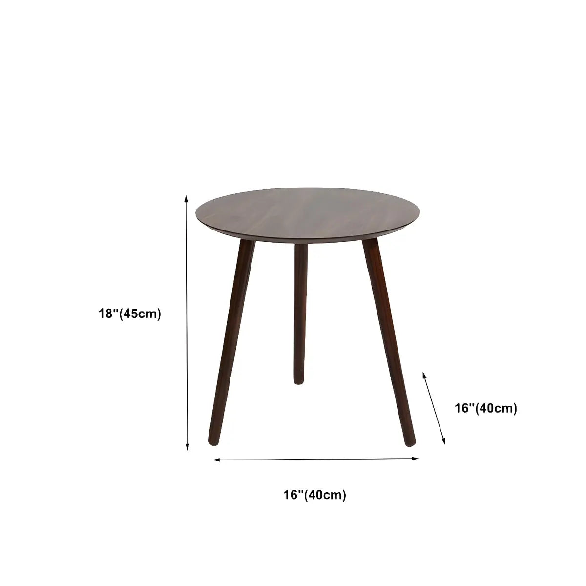 Simple Round Espresso Wood Brown Three Legs End Table 