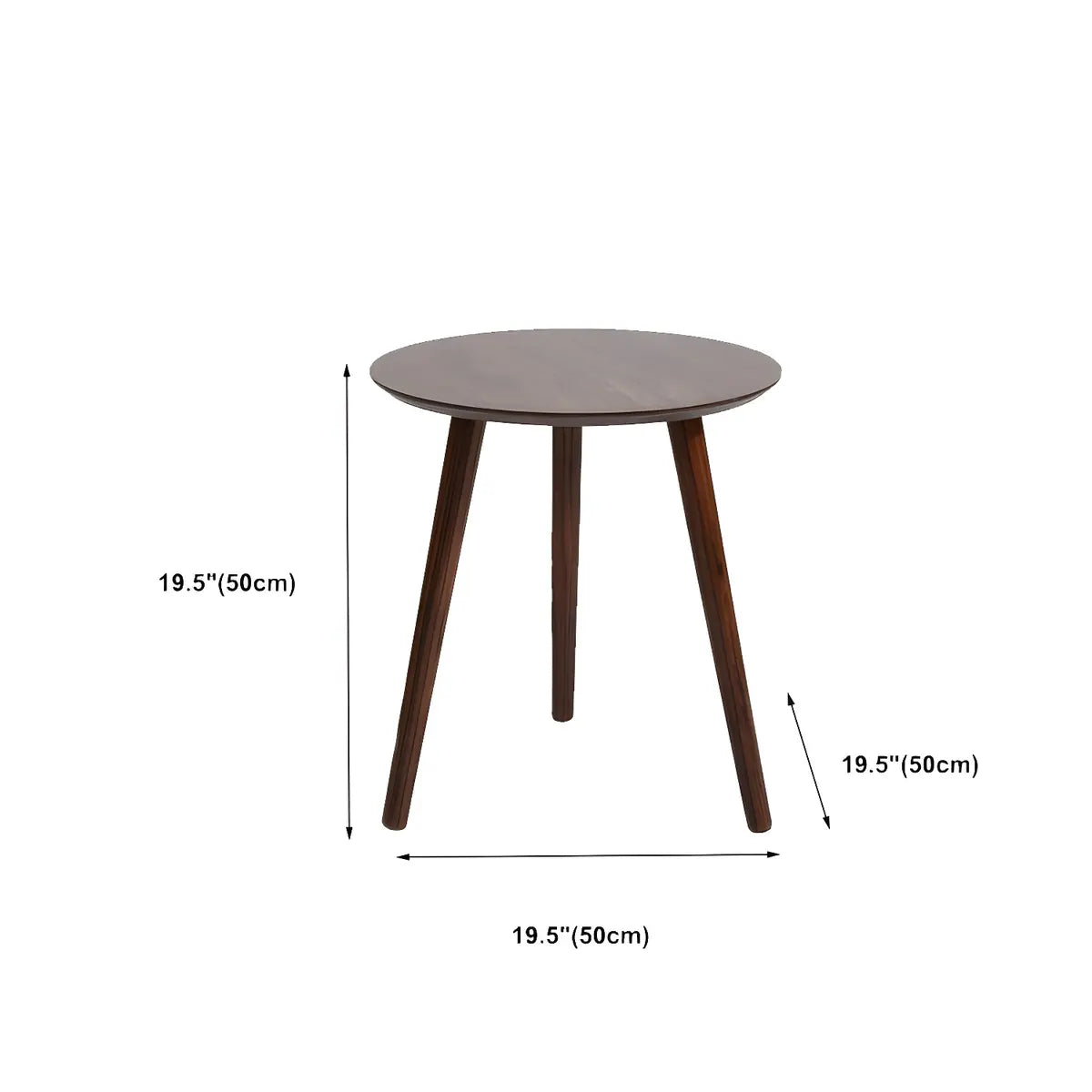 Simple Round Espresso Wood Brown Three Legs End Table Image - 14