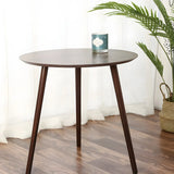 Simple Round Espresso Wood Brown Three Legs End Table Image - 6