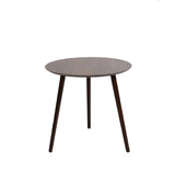 Simple Round Espresso Wood Brown Three Legs End Table Image - 8