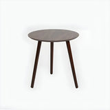 Simple Round Espresso Wood Brown Three Legs End Table Image - 9