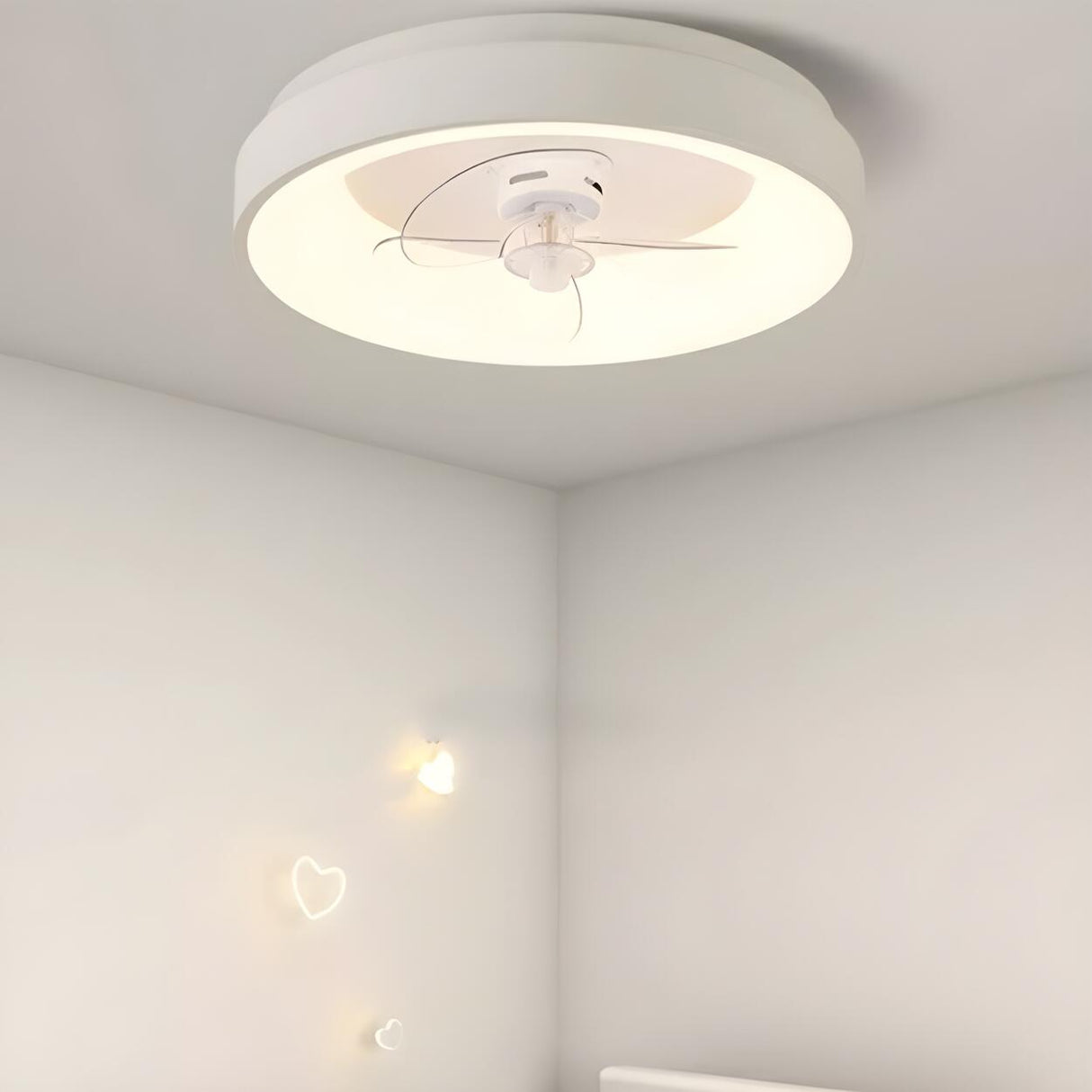 Simple Round Flush Modern Ceiling Fan with LED Light Image - 1