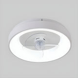 Simple Round Flush Modern Ceiling Fan with LED Light Image - 10