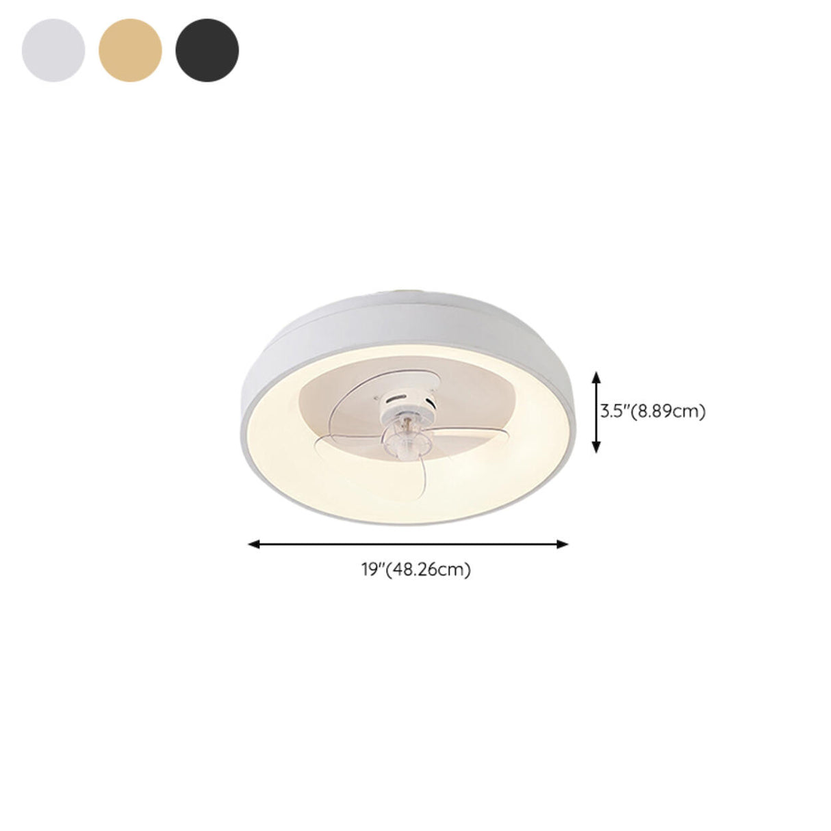 Simple Round Flush Modern Ceiling Fan with LED Light 