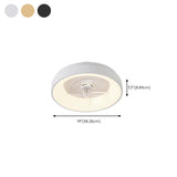 Simple Round Flush Modern Ceiling Fan with LED Light #size