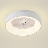 Simple Round Flush Modern Ceiling Fan with LED Light Image - 2