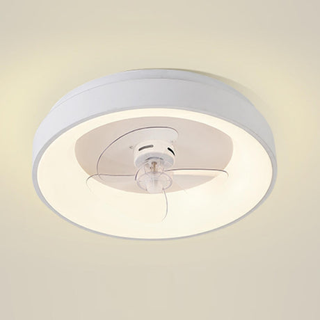 Simple Round Flush Modern Ceiling Fan with LED Light Image - 2