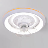 Simple Round Flush Modern Ceiling Fan with LED Light Image - 3