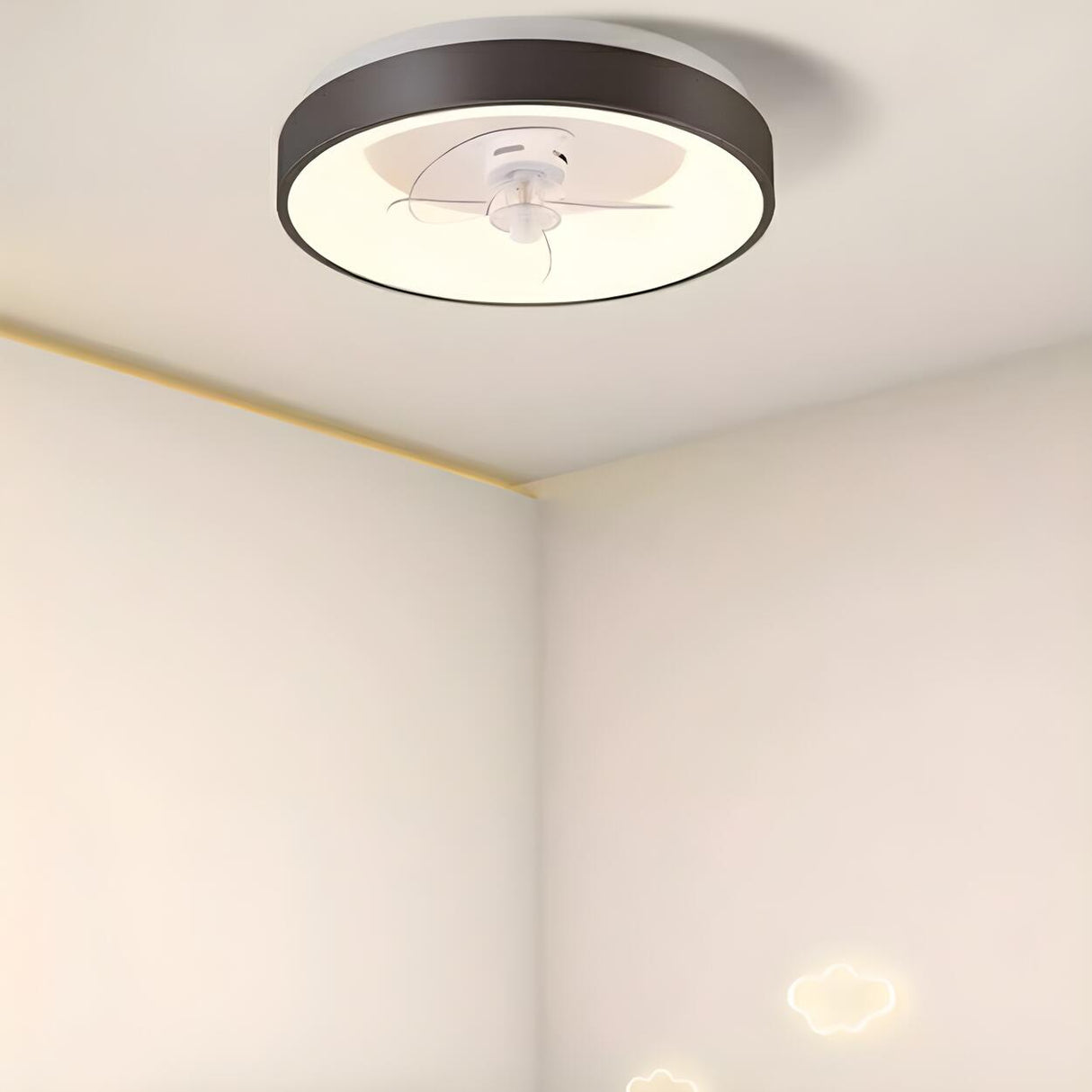 Simple Round Flush Modern Ceiling Fan with LED Light Image - 4