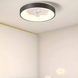 Simple Round Flush Modern Ceiling Fan with LED Light Image - 4