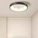 Simple Round Flush Modern Ceiling Fan with LED Light Image - 6