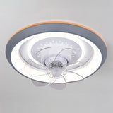 Simple Round Flush Modern Ceiling Fan with LED Light Image - 7