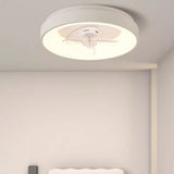 Simple Round Flush Modern Ceiling Fan with LED Light Image - 8