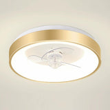 Simple Round Flush Modern Ceiling Fan with LED Light Image - 9