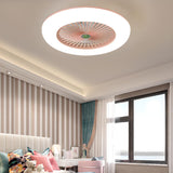 Simple Round Flush Mount Ceiling Fan with LED Light Image - 1