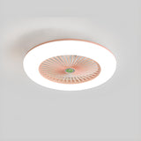 Simple Round Flush Mount Ceiling Fan with LED Light Image - 11