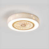 Simple Round Flush Mount Ceiling Fan with LED Light Image - 2