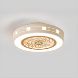 Simple Round Flush Mount Ceiling Fan with LED Light Image - 3