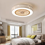 Simple Round Flush Mount Ceiling Fan with LED Light Image - 4