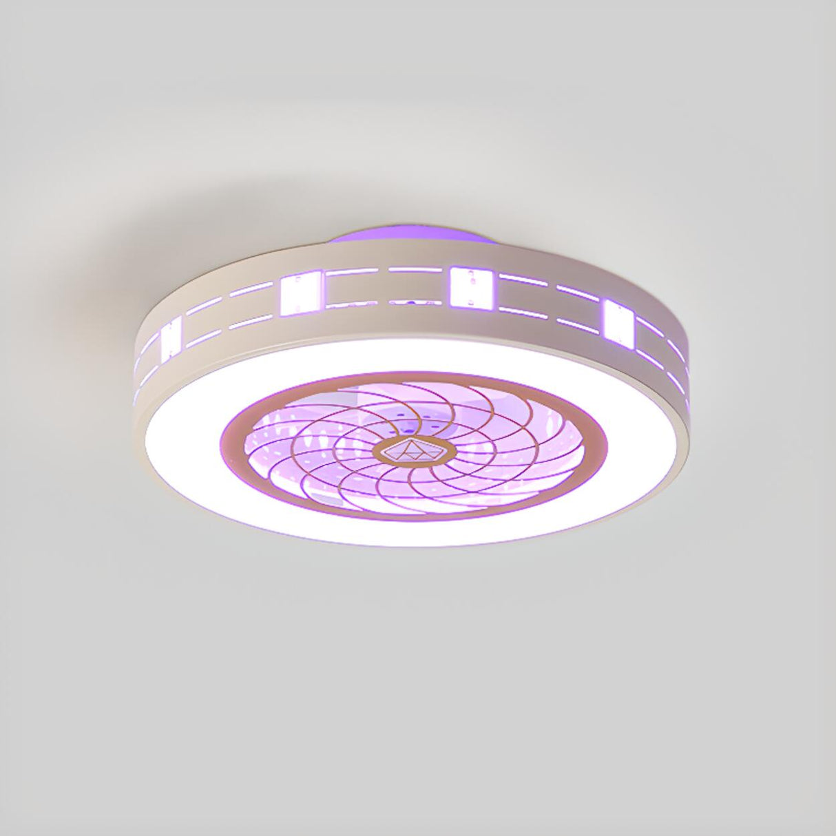 Simple Round Flush Mount Ceiling Fan with LED Light Image - 5