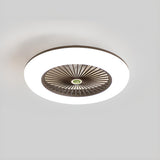 Simple Round Flush Mount Ceiling Fan with LED Light Image - 7