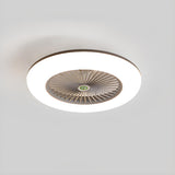 Simple Round Flush Mount Ceiling Fan with LED Light Image - 9