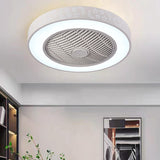 Simple Round Flush Mounted Ceiling Fan with  LED Light Image - 1