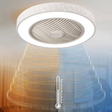 Simple Round Flush Mounted Ceiling Fan with  LED Light Image - 14