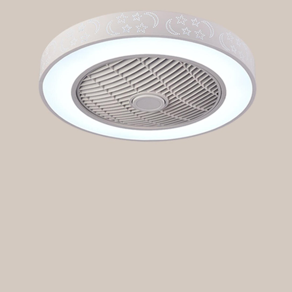 Simple Round Flush Mounted Ceiling Fan with  LED Light Image - 2