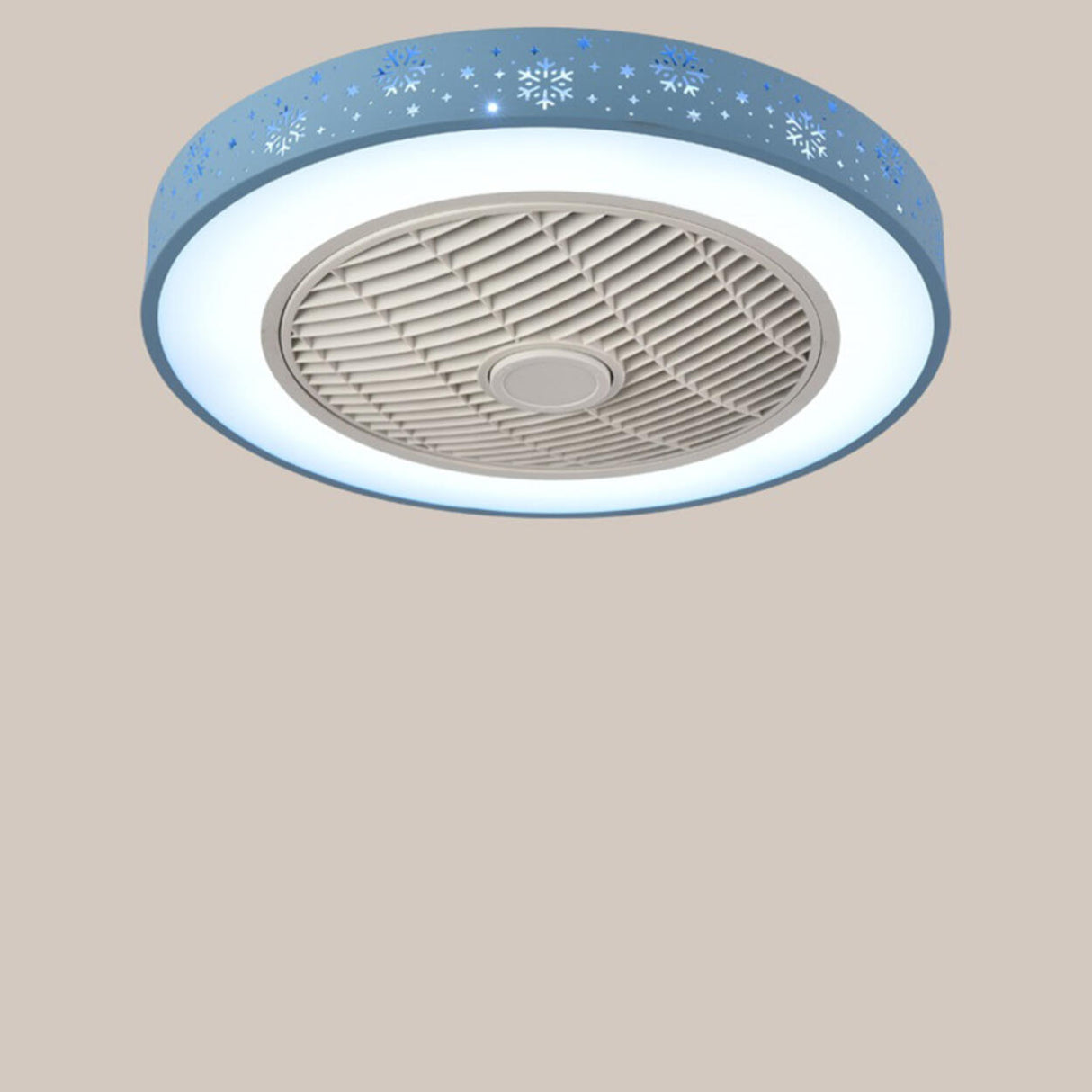 Simple Round Flush Mounted Ceiling Fan with  LED Light Image - 6