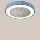 Simple Round Flush Mounted Ceiling Fan with  LED Light Image - 6