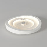 Simple Round Flush White Ceiling Fan with LED Light Image - 4