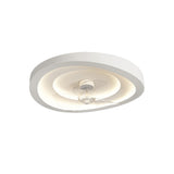 Simple Round Flush White Ceiling Fan with LED Light Image - 5