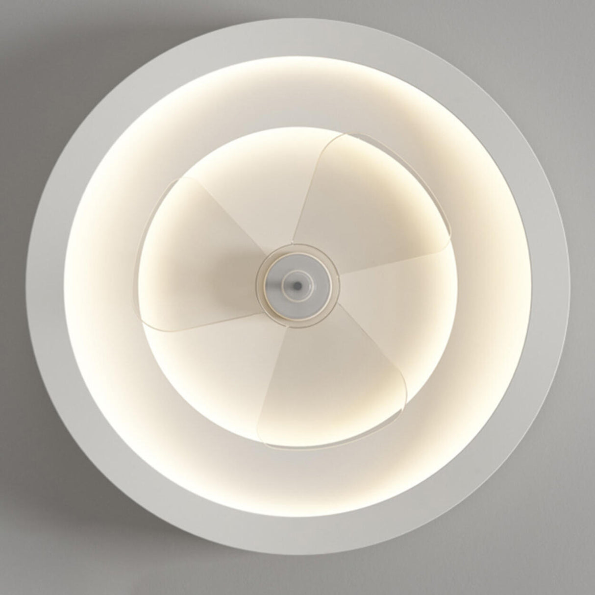 Simple Round Flush White Ceiling Fan with LED Light Image - 7