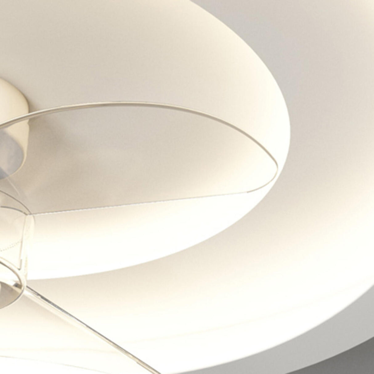 Simple Round Flush White Ceiling Fan with LED Light Image - 9