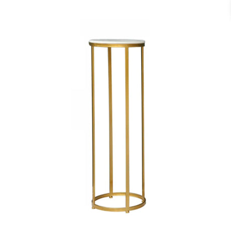 Simple Round Gold Marble Base Metal Nesting Plant Stand Image - 2