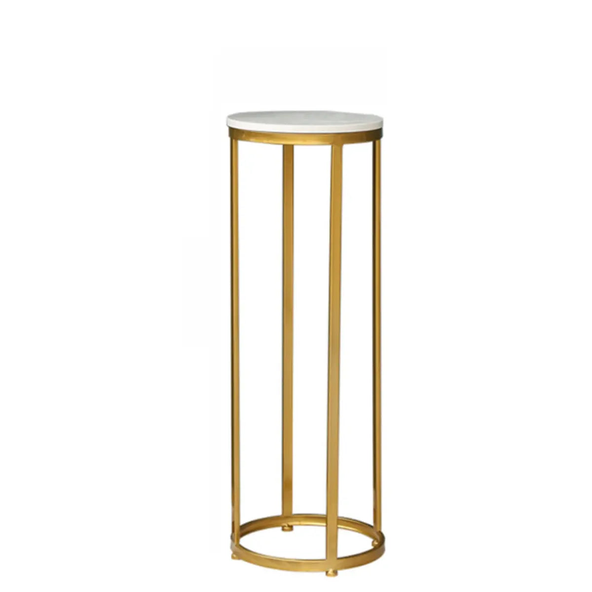 Simple Round Gold Marble Base Metal Nesting Plant Stand Image - 5