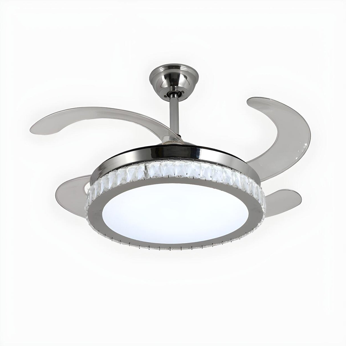 Simple Round LED Chrome Ceiling Fan with LED Light Image - 2