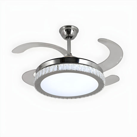 Simple Round LED Chrome Ceiling Fan with LED Light Image - 2