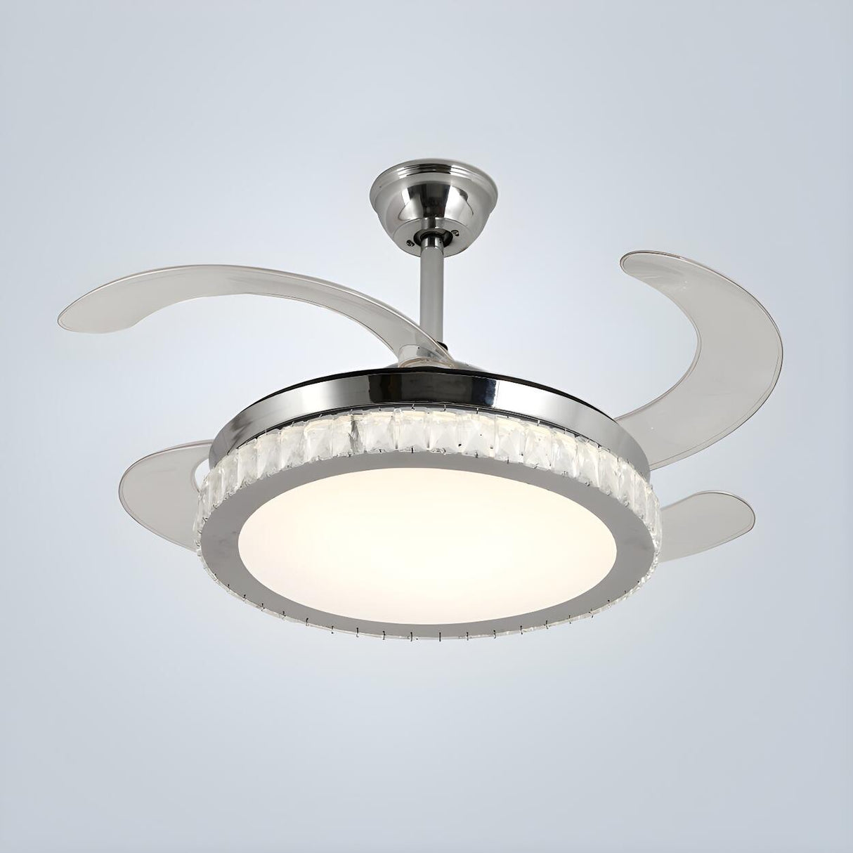 Simple Round LED Chrome Ceiling Fan with LED Light Image - 7