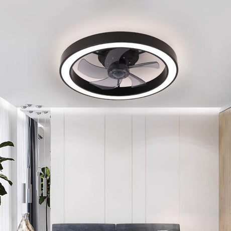 Simple Round Modern Recessed Ceiling Fan with Light Image - 1