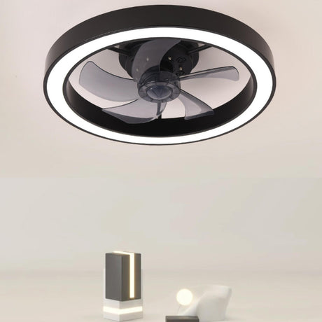 Simple Round Modern Recessed Ceiling Fan with Light Image - 2