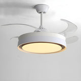 Simple Round Retractable Blade Ceiling Fan with Light Image - 3