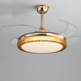 Simple Round Retractable Blade Ceiling Fan with Light Image - 5