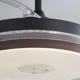 Simple Round Retractable Blade Ceiling Fan with Light Image - 9