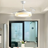 Simple Round Retractable Blade Modern Ceiling Fan Light Image - 10