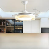 Simple Round Retractable Blade Modern Ceiling Fan Light Image - 14